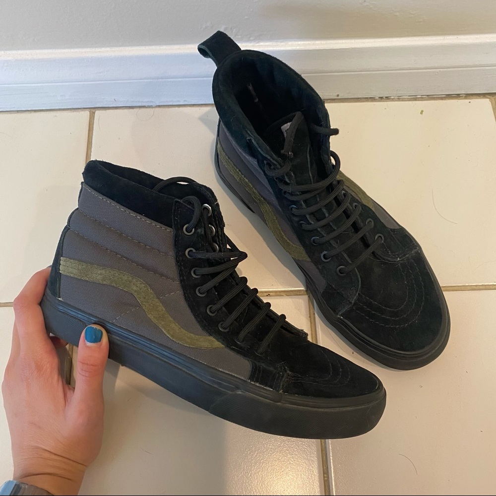 Vans Sk8-Hi black and green canvas sneakers